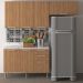 Cozinha Modulada 4 Pecas 200 cm MDP Freijo Marmore Branco Tecno Mobili