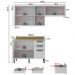 Cozinha Modulada 4 Pecas MDF 200cm Tecno Mobili Branco Carvalho Tecno Mobili