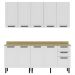 Cozinha Modulada 6 Pecas 190 cm MDF Branco Carvalho Tecno Mobili