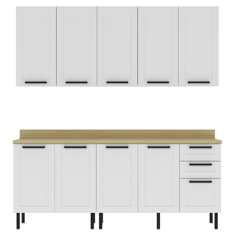 Cozinha Modulada 6 Pecas 190 cm MDF Branco Carvalho Tecno Mobili