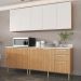 Cozinha Modulada 6 Pecas 200 cm MDP Freijo Branco Marmore Branco Tecno Mobili