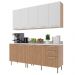 Cozinha Modulada 6 Pecas 200 cm MDP Freijo Branco Marmore Branco Tecno Mobili