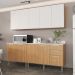 Cozinha Modulada 6 Pecas 200 cm MDP Freijo Branco Marmore Branco Tecno Mobili