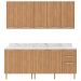Cozinha Modulada 6 Pecas 200 cm MDP Freijo Marmore Branco Tecno Mobili