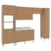 Cozinha Modulada 6 Pecas 320 cm MDP Freijo Marmore Branco Tecno Mobili