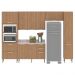 Cozinha Modulada 6 Pecas 320 cm MDP Freijo Marmore Branco Tecno Mobili