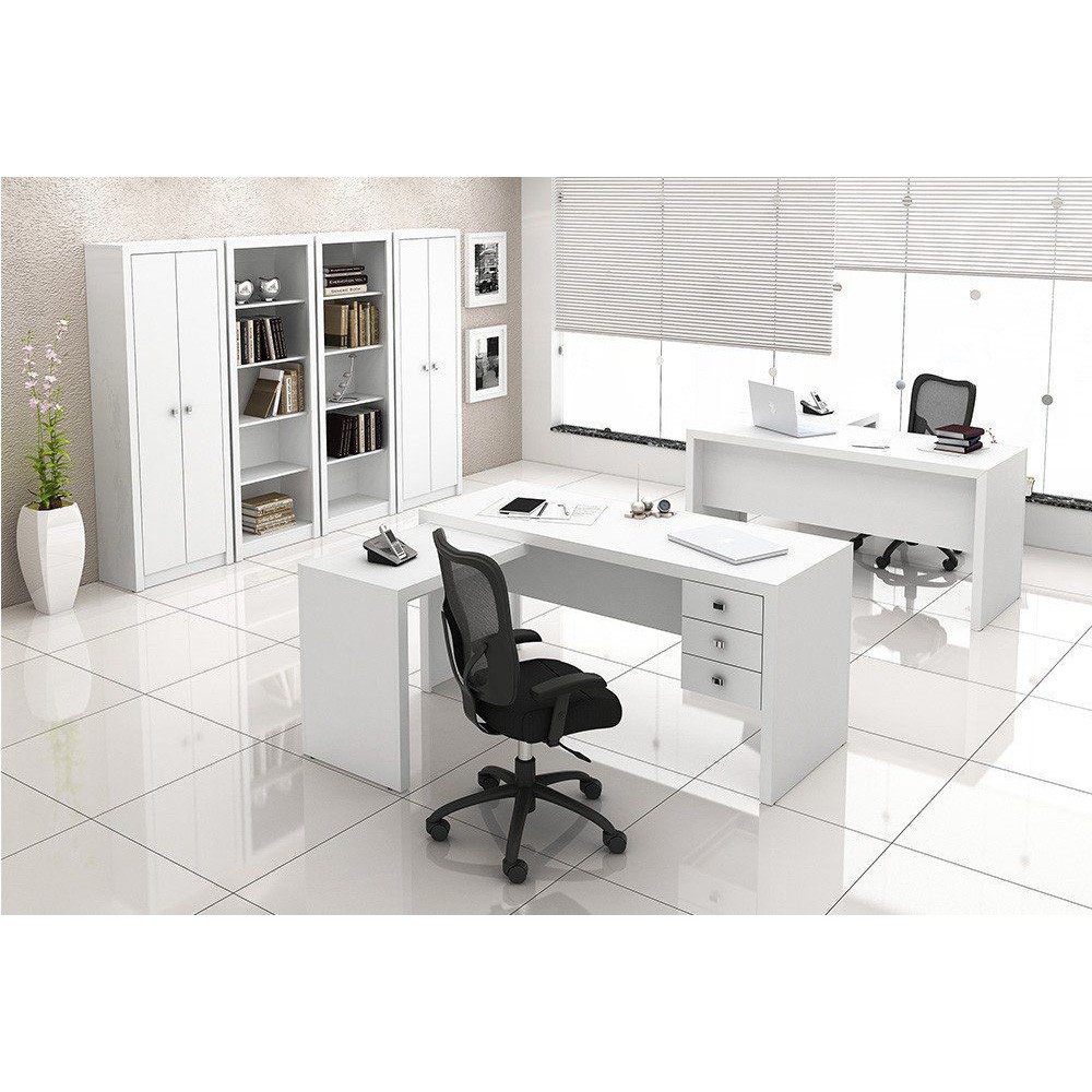 Escritório Completo 06 Peças Branco - Tecno Mobili