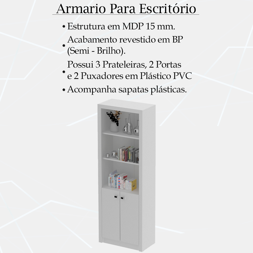 Escrivaninha Armario E Balcao Para Escritorio Branco ME41X69X03X10 Tecno Mobili