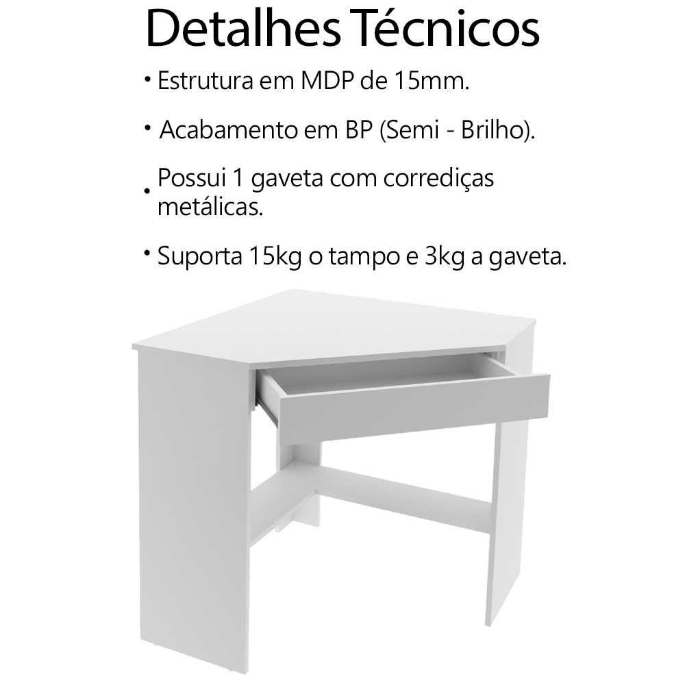 Escrivaninha Armario E Balcao Para Escritorio Branco ME41X69X03X10 Tecno Mobili