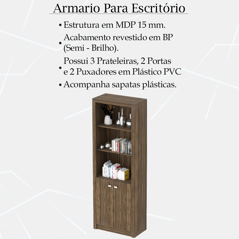 Escrivaninha Armario E Balcao Para Escritorio Nogal ME41X69X03X10 Tecno Mobili