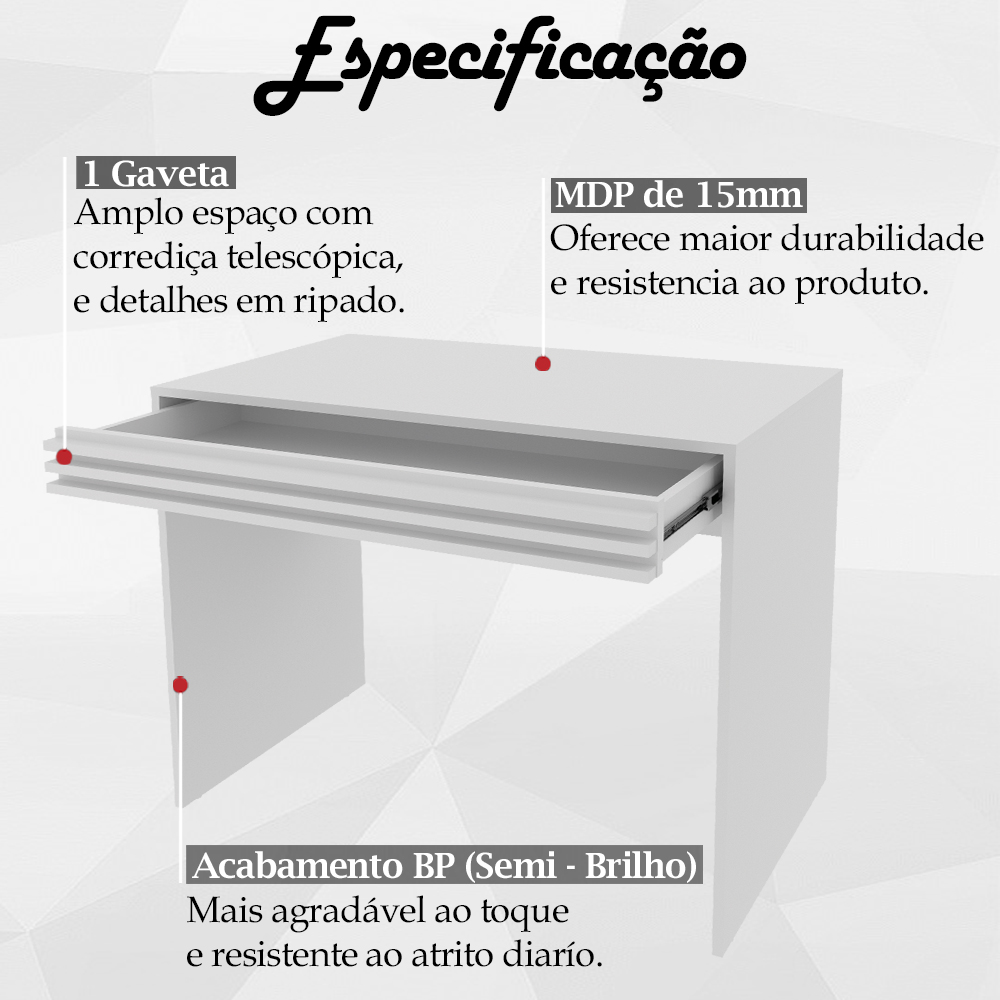 Escrivaninha Armario e Balcao Para Escritorio MEX73X51X49 Branco