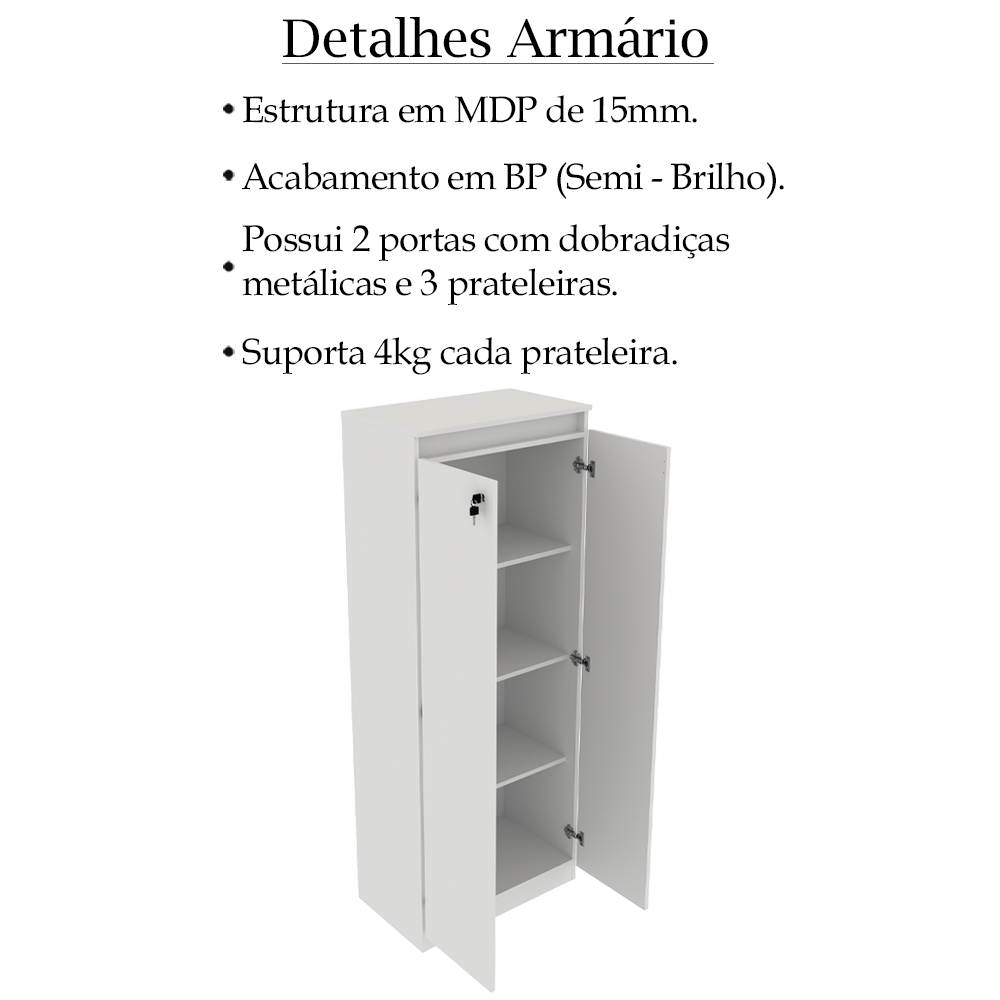 Escrivaninha Armario e Balcao Para Escritorio MEX73X51X49 Branco
