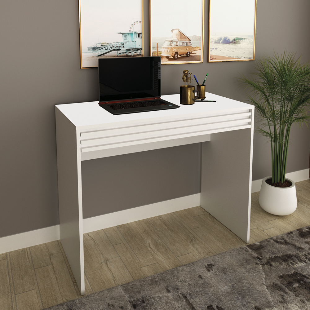 Escrivaninha Mesa Escritorio 1 Gaveta Ripada ME4173 Branco Tecno Mobili