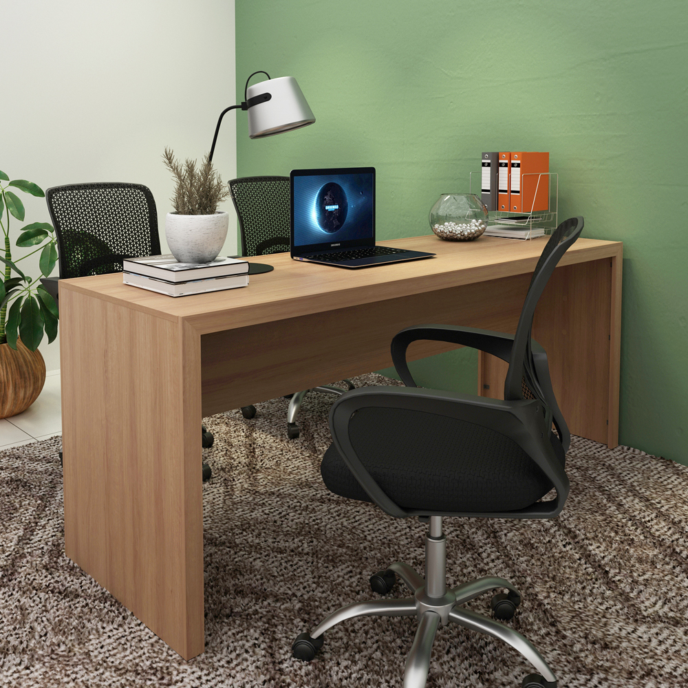 Escrivaninha Mesa Escritorio 180 cm ME4185 Amendoa Tecno Mobili