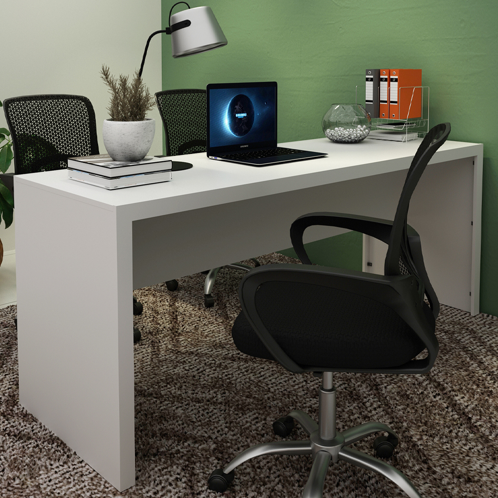 Escrivaninha Mesa Escritorio 180 cm ME4185 Branco Tecno Mobili