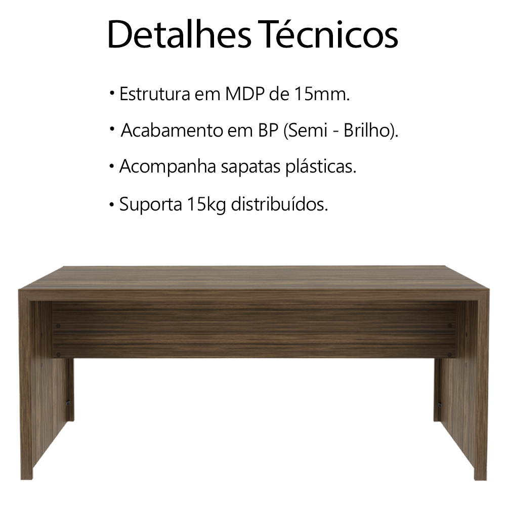 Escrivaninha Mesa Escritorio 180 cm ME4185 Nogal Tecno Mobili