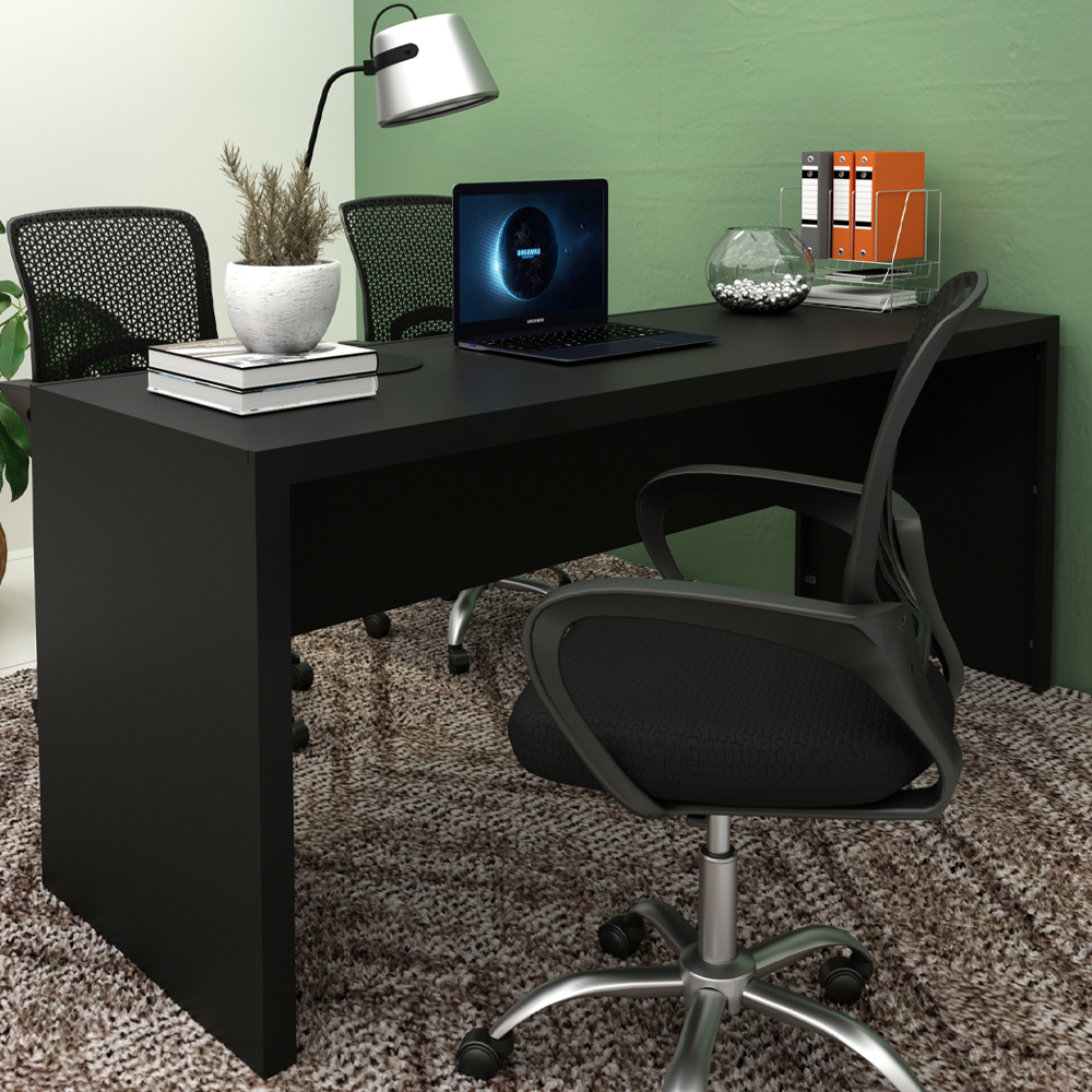 Escrivaninha Mesa Escritorio 180 cm ME4185 Preto Tecno Mobili