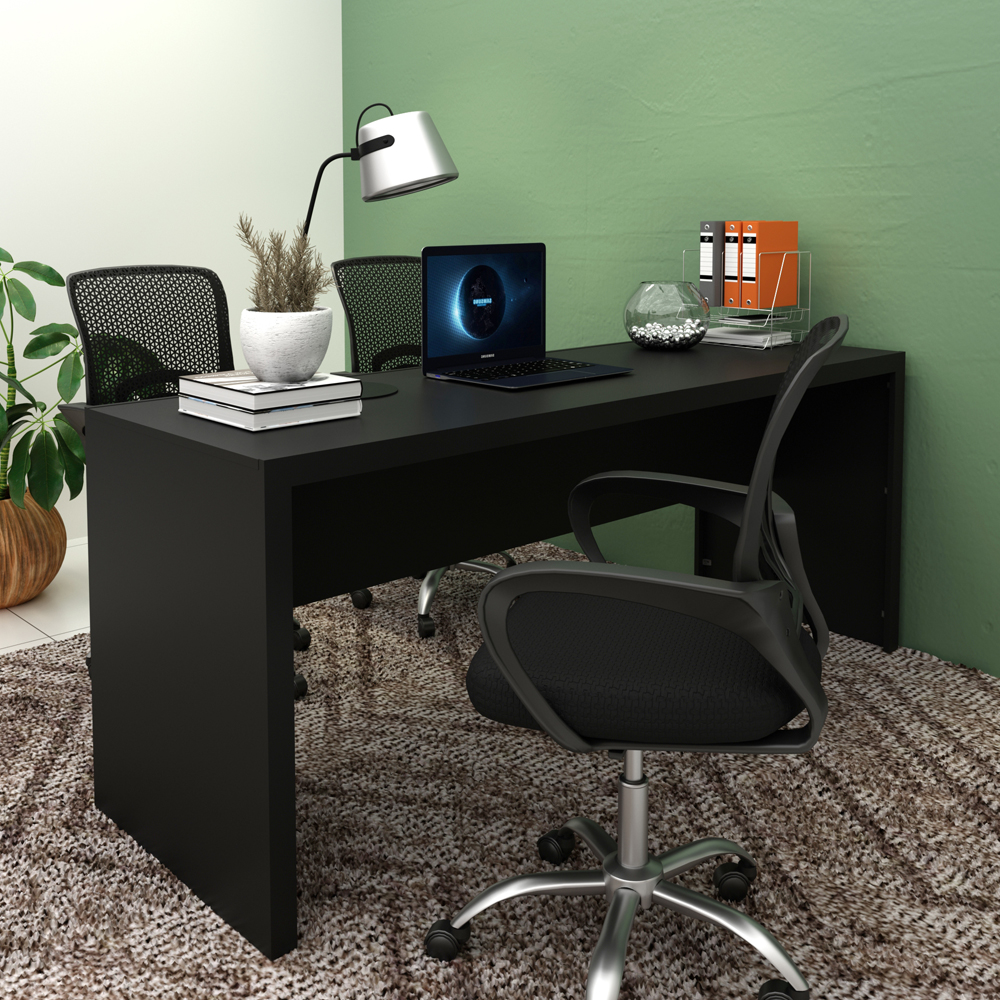 Escrivaninha Mesa Escritorio 180 cm ME4185 Preto Tecno Mobili