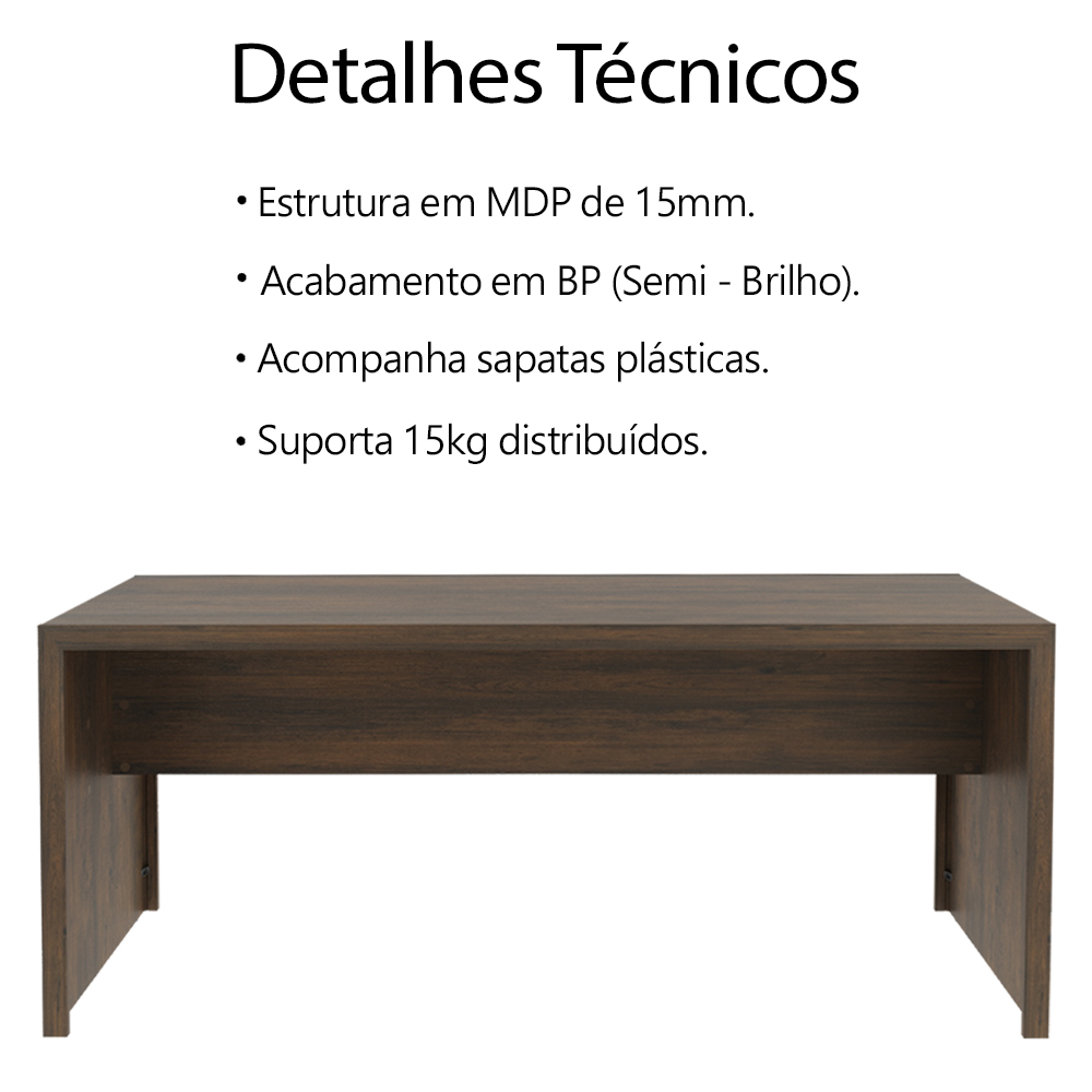 Escrivaninha Mesa Escritorio 180 cm ME4185 Rustico Tecno Mobili