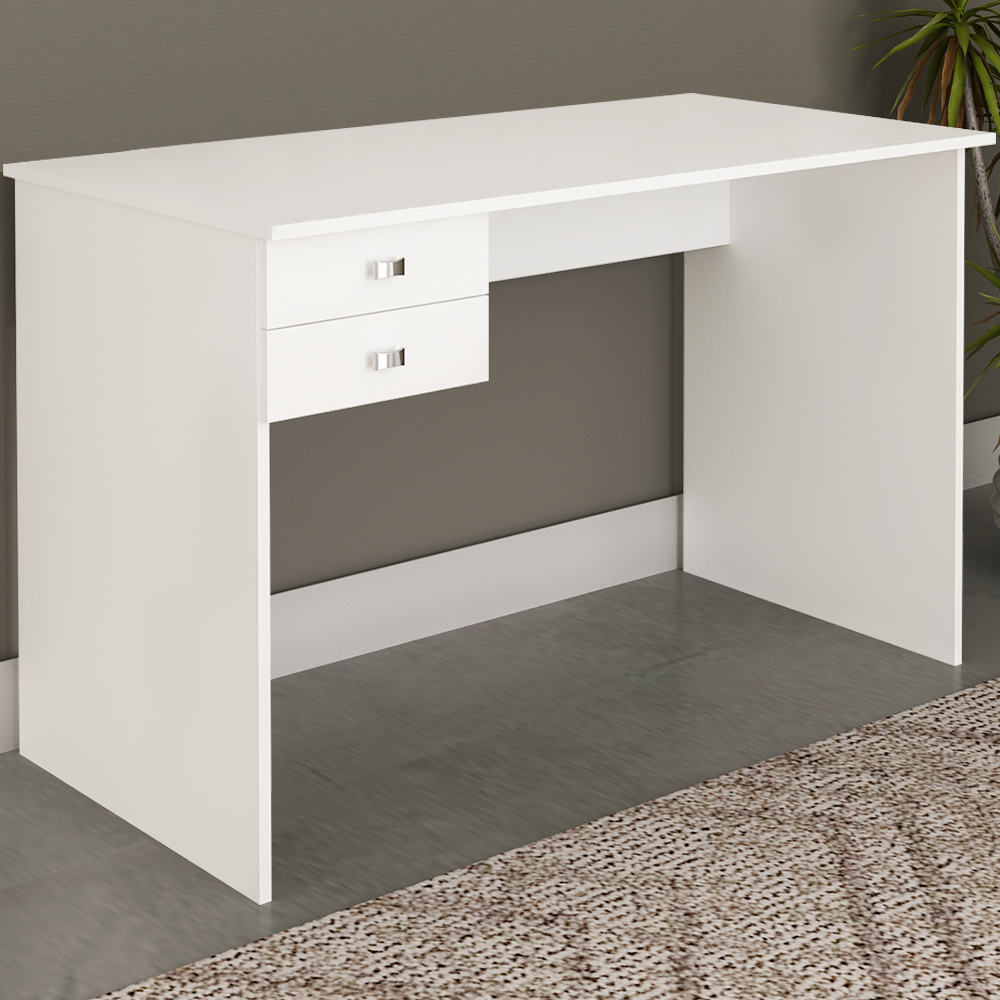 Escrivaninha Mesa Escritorio 2 gavetas ME4165 Branco Tecno Mobili