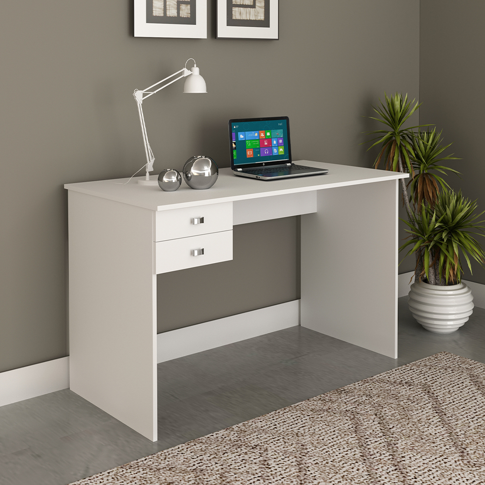 Escrivaninha Mesa Escritorio 2 gavetas ME4165 Branco Tecno Mobili