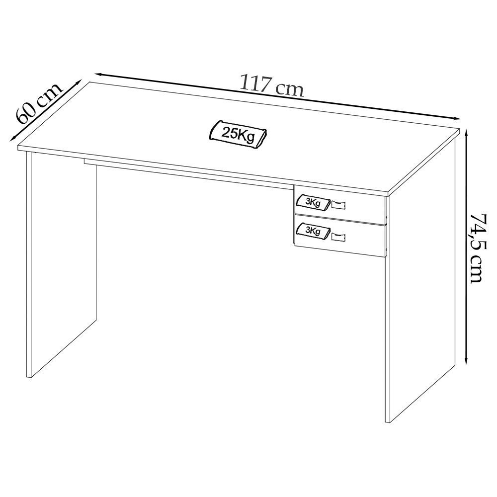 Escrivaninha Mesa Escritorio 2 gavetas ME4165 Nogal Tecno Mobili