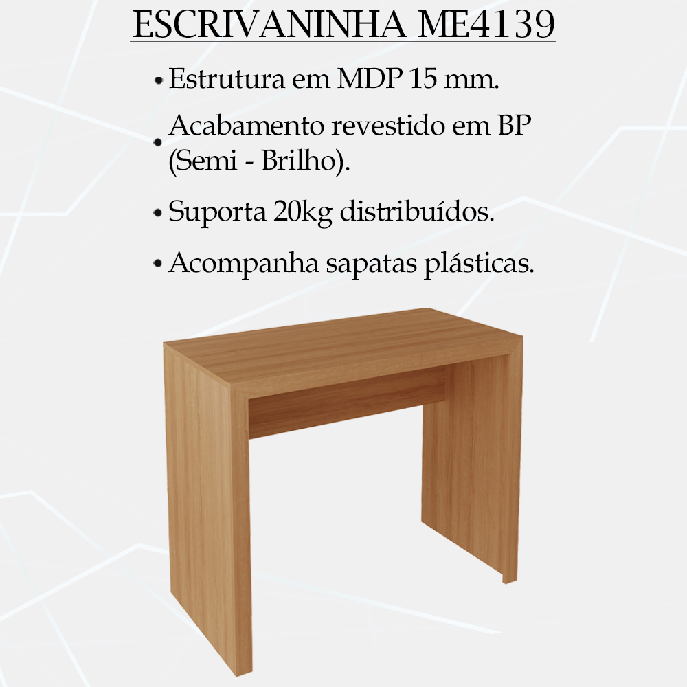 Escrivaninha Mesa Escritorio ME4139 Amendoa Tecno Mobili