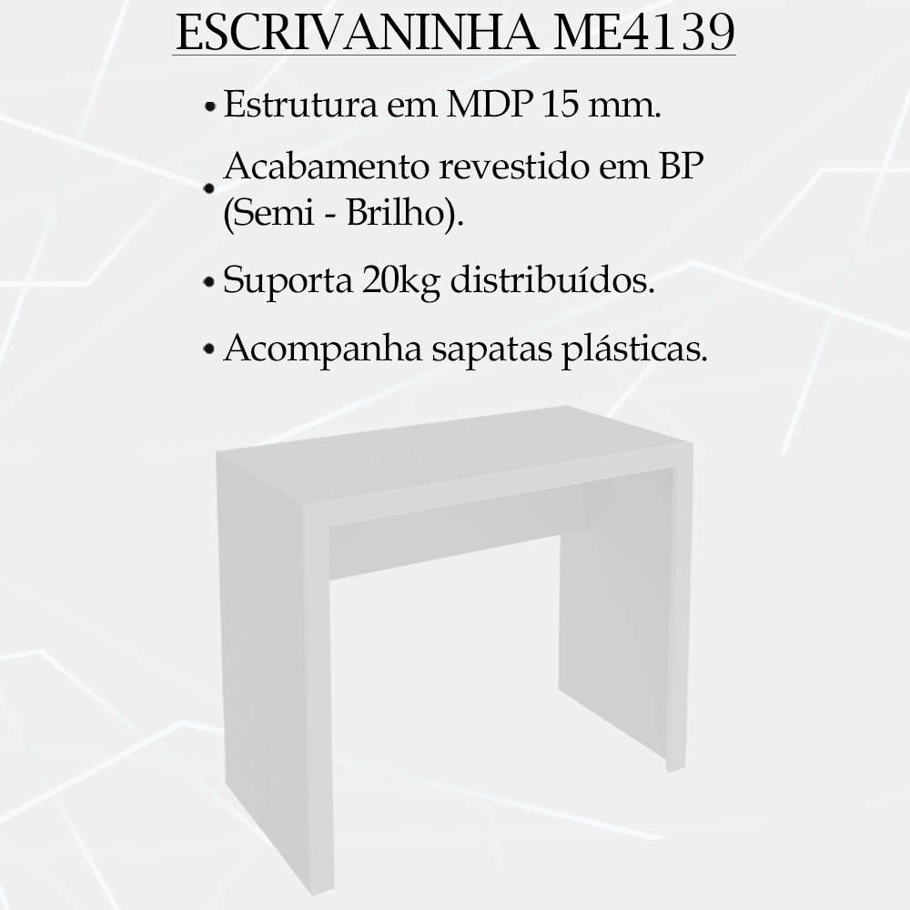 Escrivaninha Mesa Escritorio ME4139 Branco Tecno Mobili