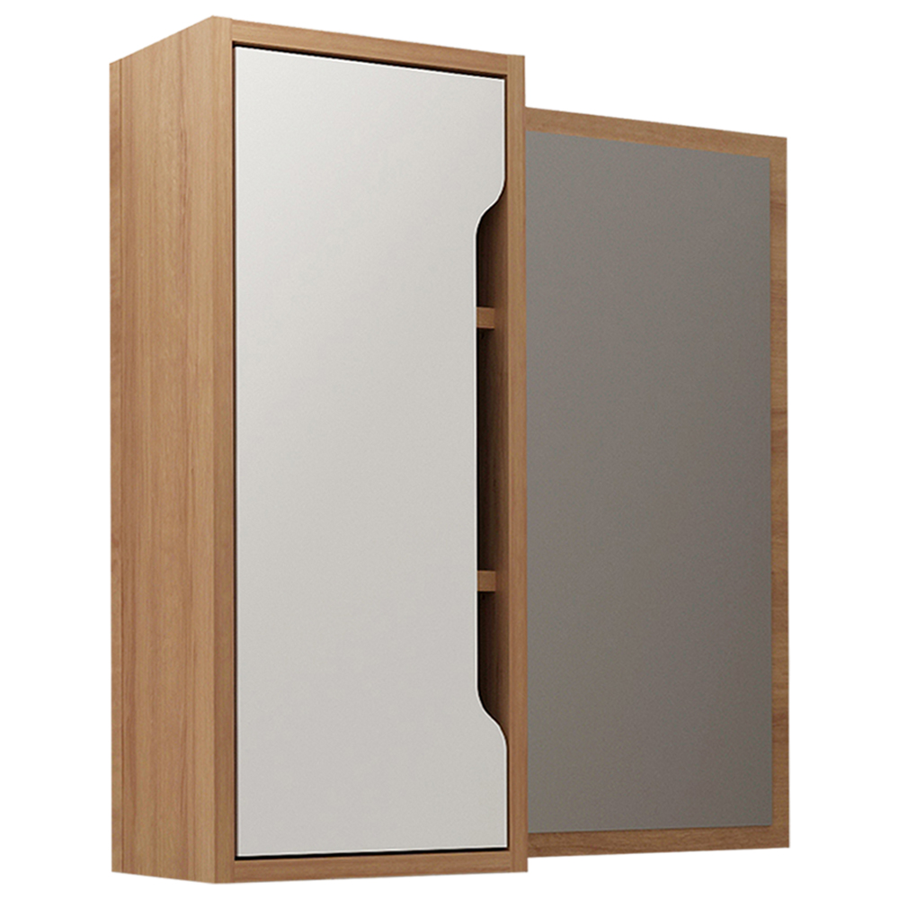 Espelheira Para Banheiro 60 cm 1 Porta BN3648 Amendoa Branco Tecno Mobili