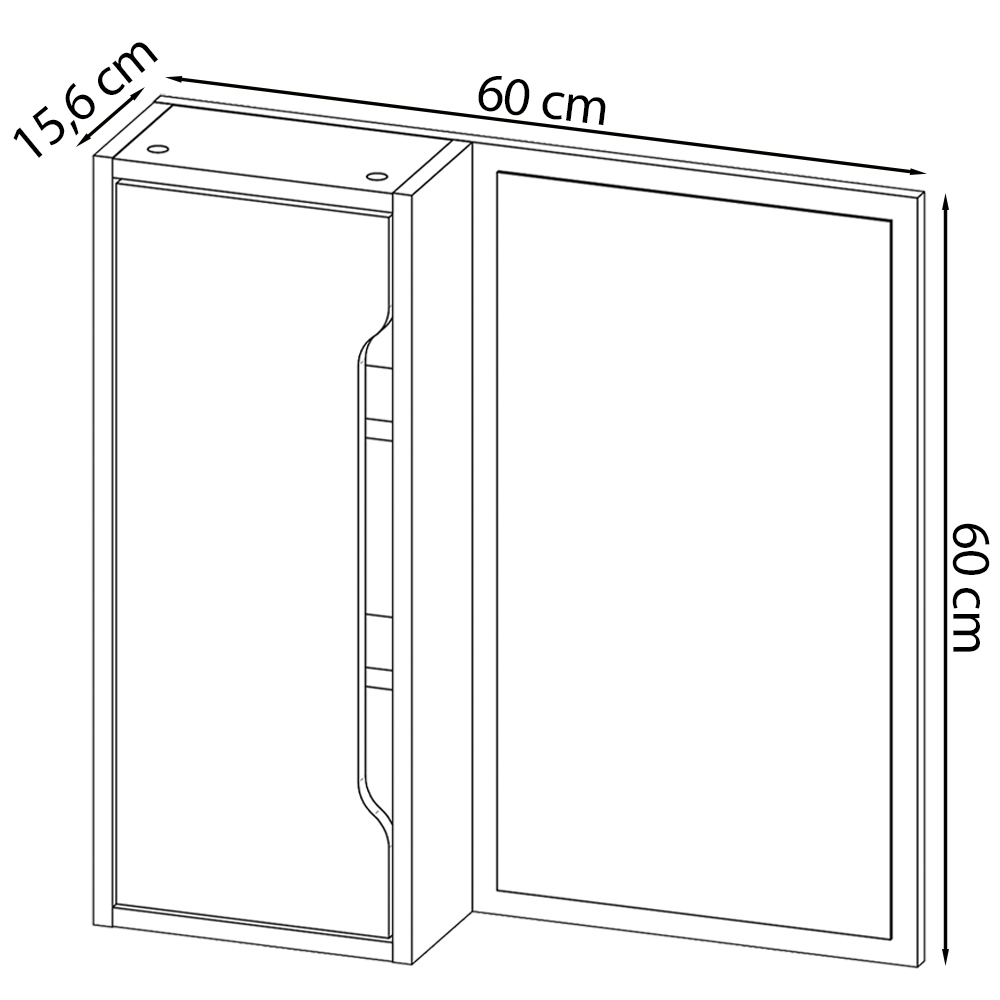 Espelheira Para Banheiro 60 cm 1 Porta BN3648 Amendoa Branco Tecno Mobili