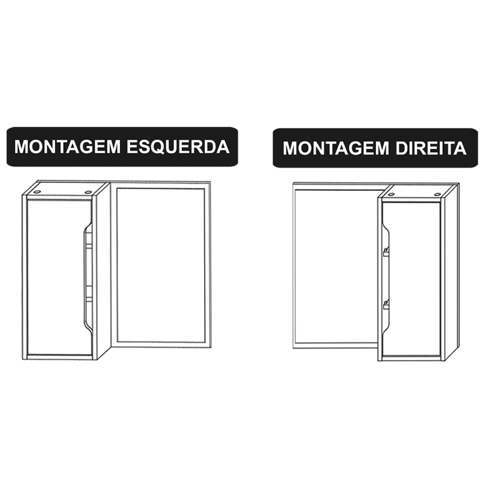 Espelheira Para Banheiro 60 cm 1 Porta BN3648 Amendoa Branco Tecno Mobili