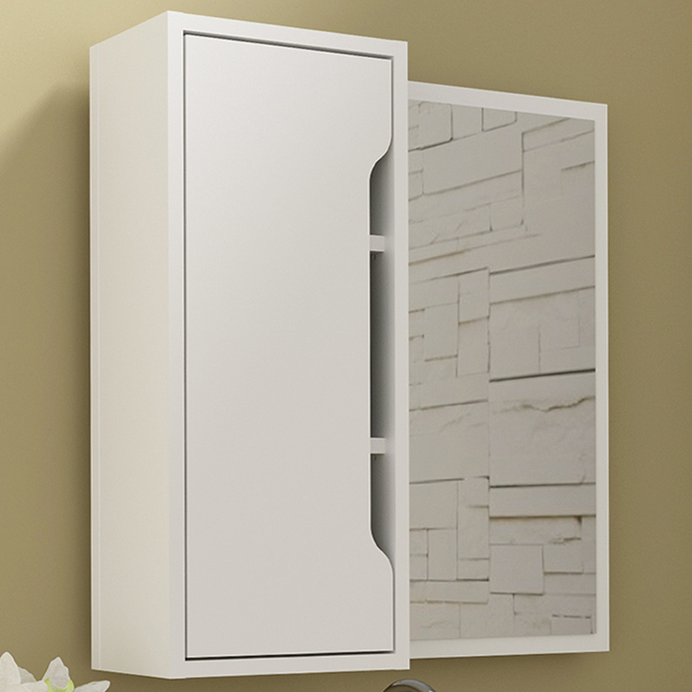 Espelheira Para Banheiro 60 cm 1 Porta BN3648 Branca Tecno Mobili