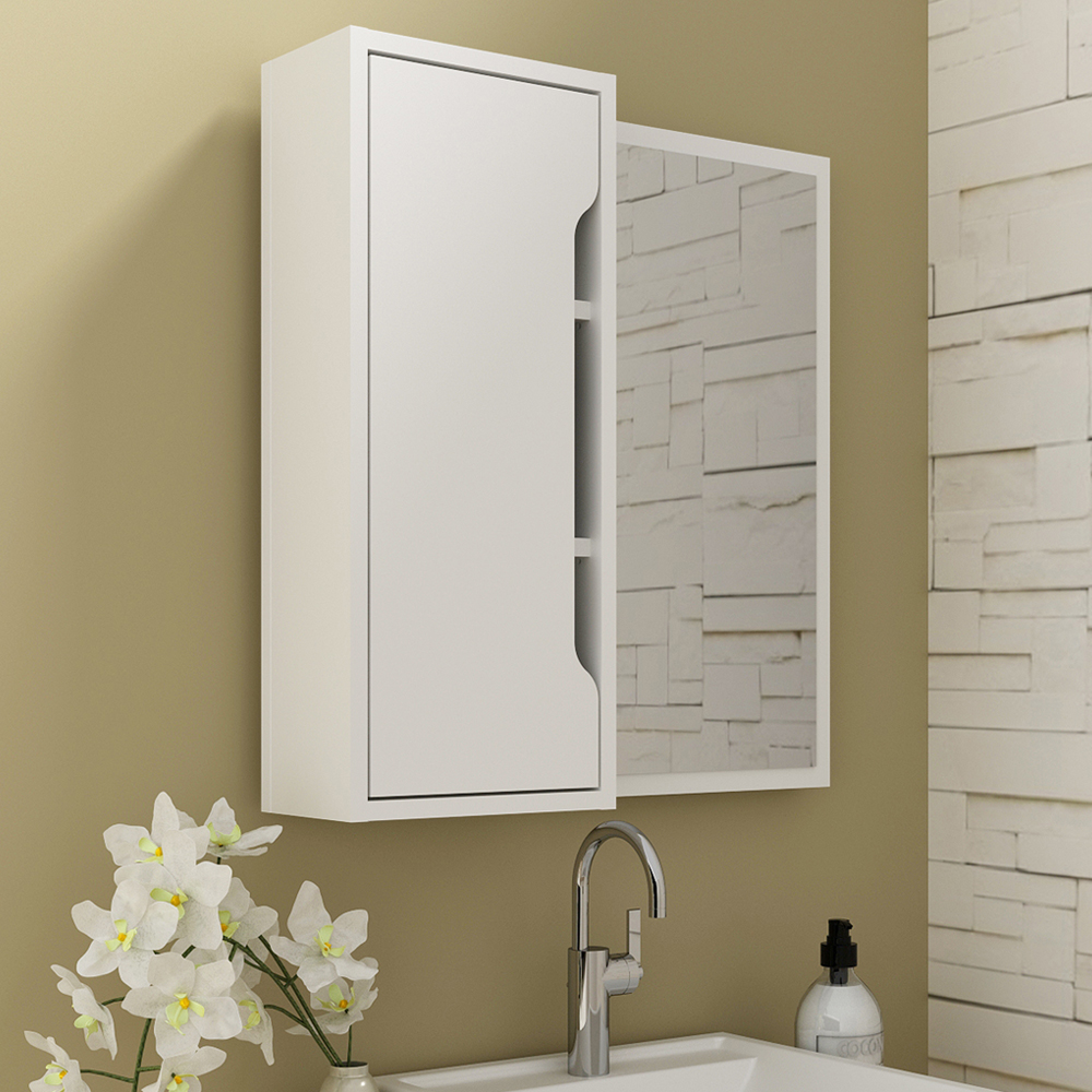 Espelheira Para Banheiro 60 cm 1 Porta BN3648 Branca Tecno Mobili