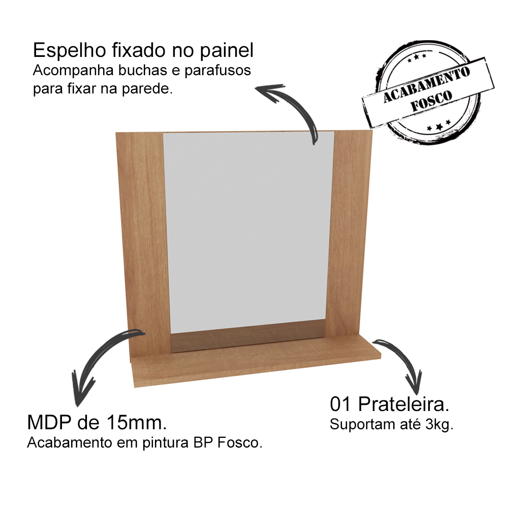 Espelheira Para Banheiro BN3610 Amendoa Tecno Mobili