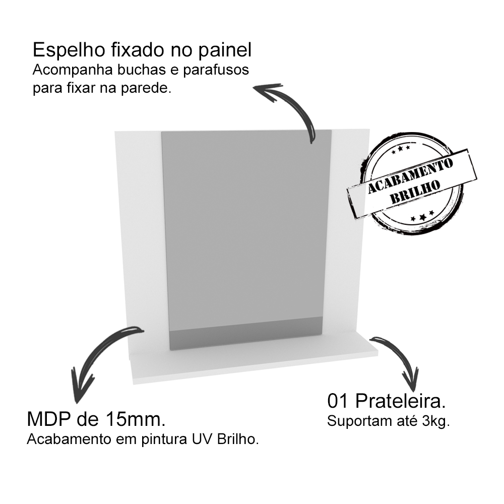 Espelheira Para Banheiro BN3610 Branco Tecno Mobili