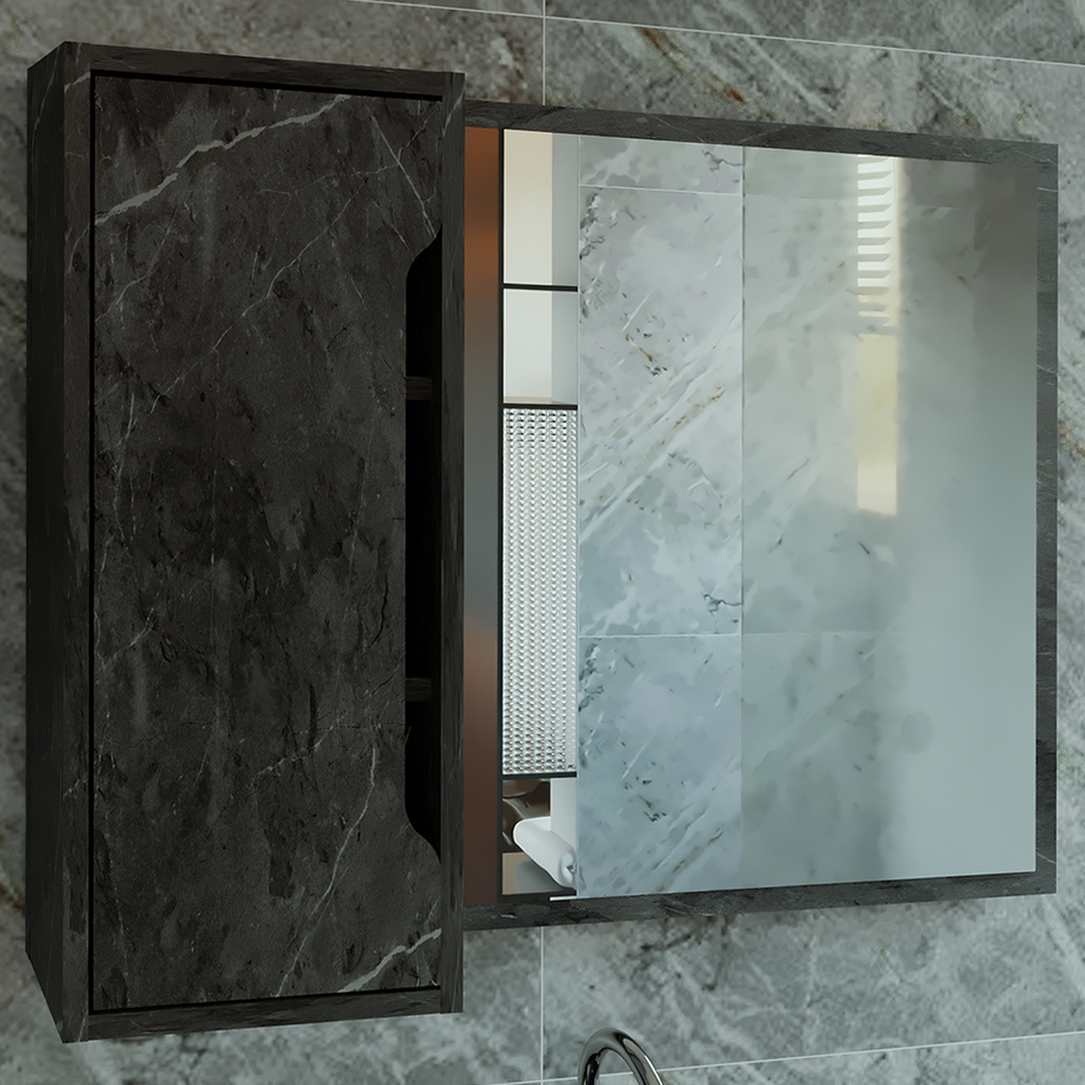 Espelheira Reversivel Para Banheiro 1 Porta BN3645 Marmore Lunar Tecno Mobili