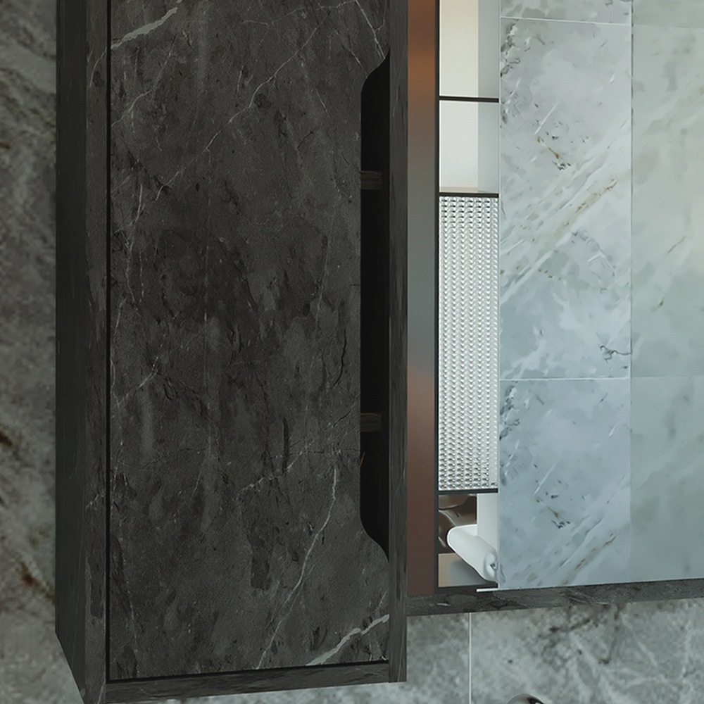 Espelheira Reversivel Para Banheiro 1 Porta BN3645 Marmore Lunar Tecno Mobili