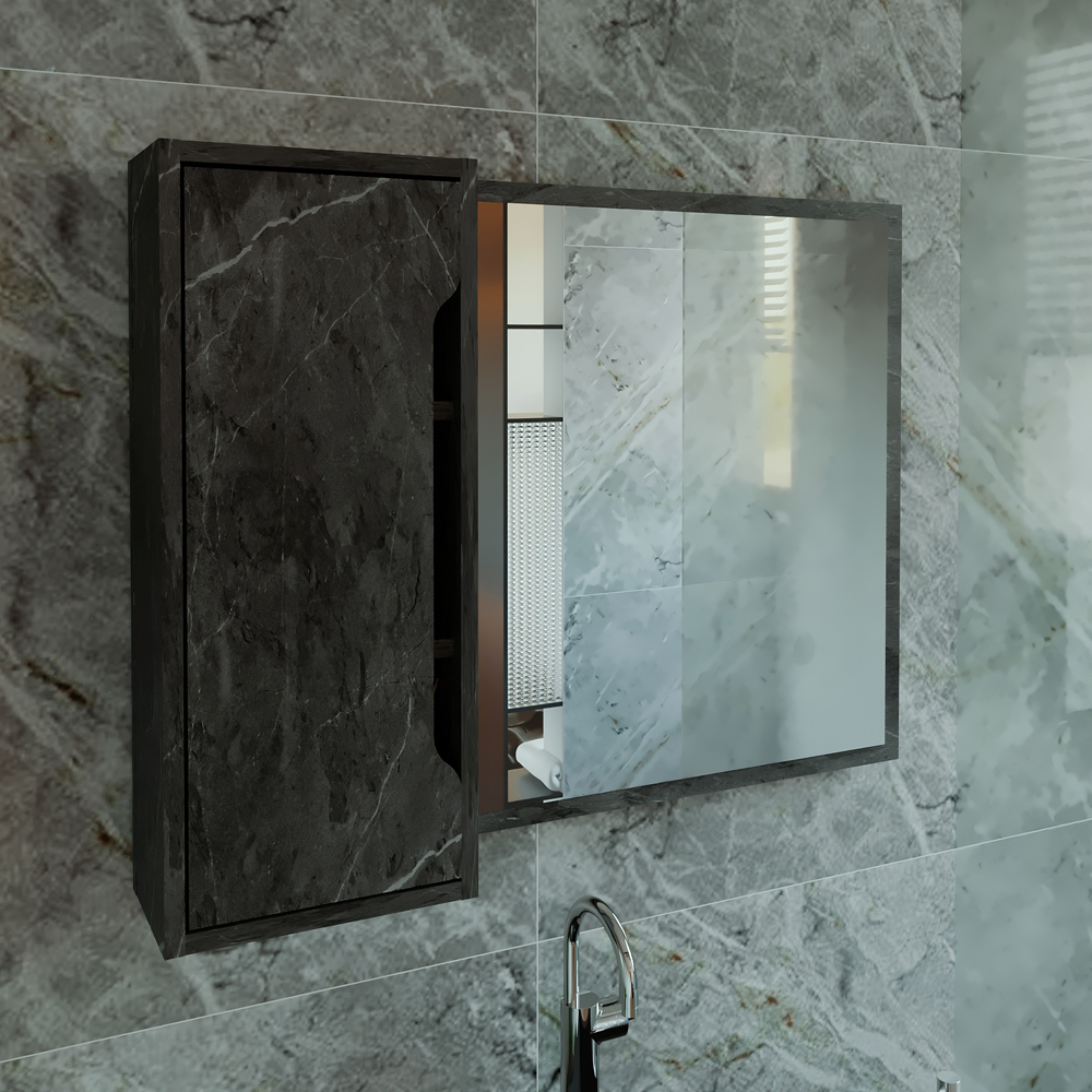 Espelheira Reversivel Para Banheiro 1 Porta BN3645 Marmore Lunar Tecno Mobili