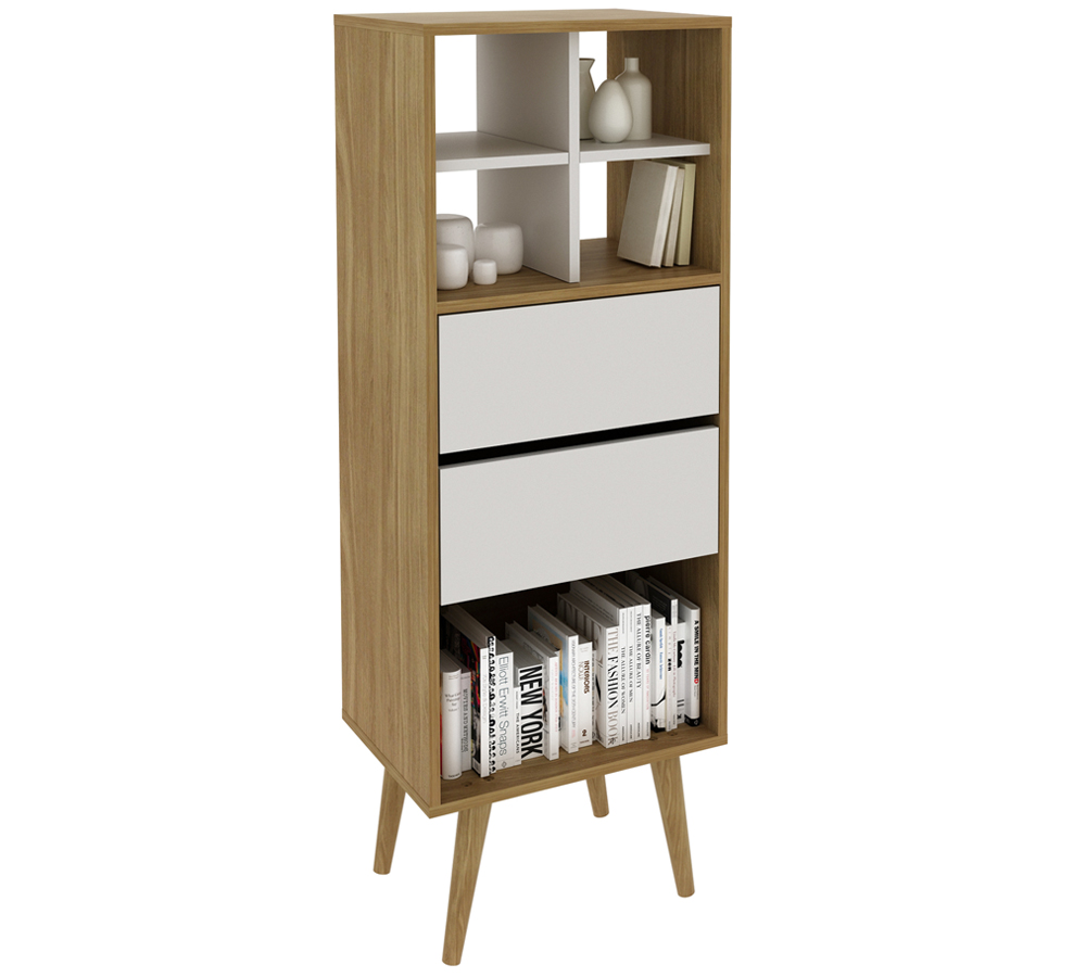 Estante Alta Para Sala 02 Gavetas E1716 Natural Off White Tecno Mobili