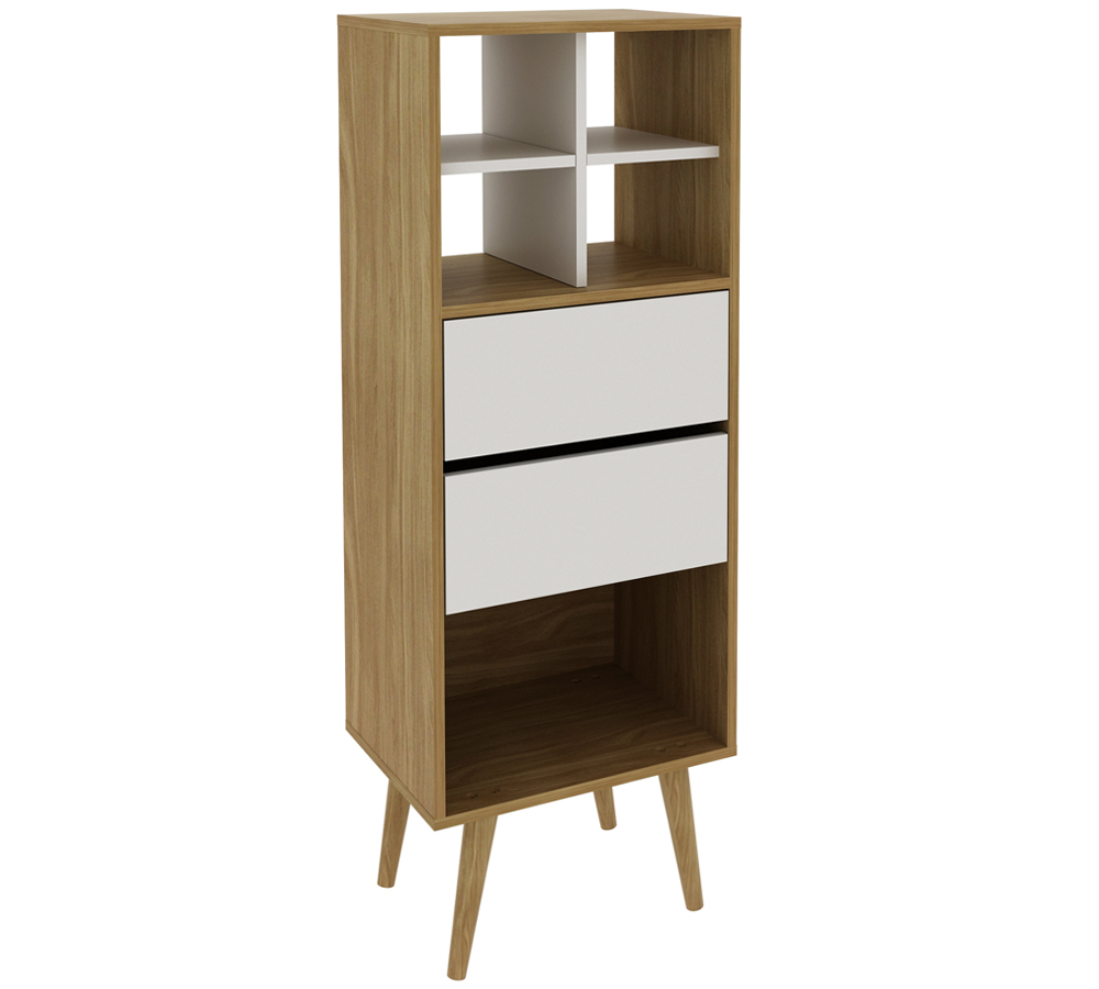 Estante Alta Para Sala 02 Gavetas E1716 Natural Off White Tecno Mobili