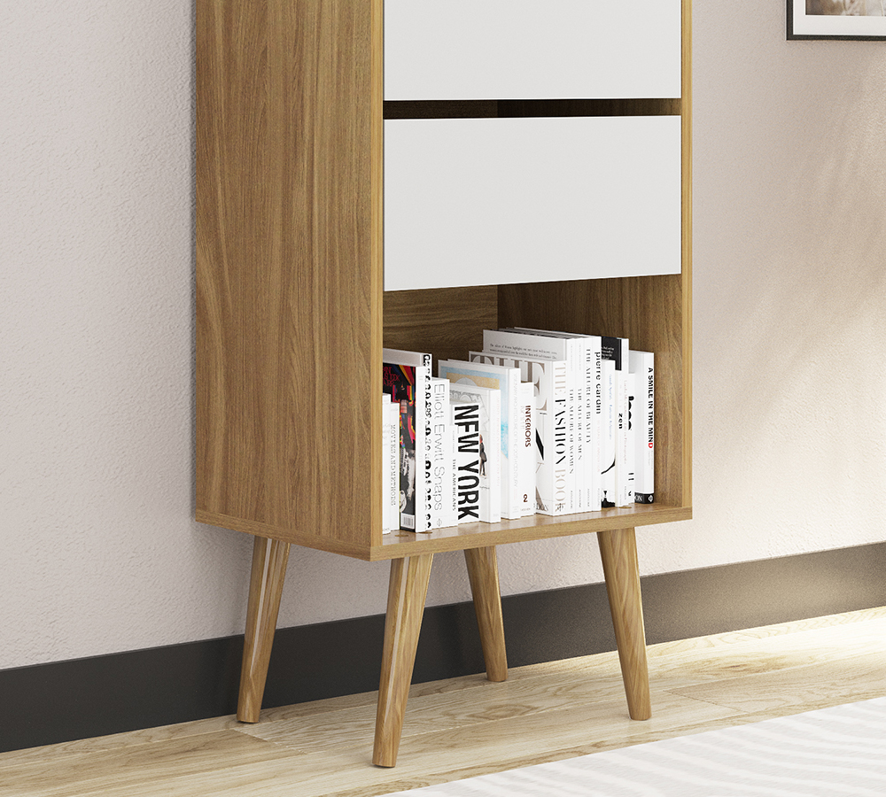 Estante Alta Para Sala 02 Gavetas E1716 Natural Off White Tecno Mobili