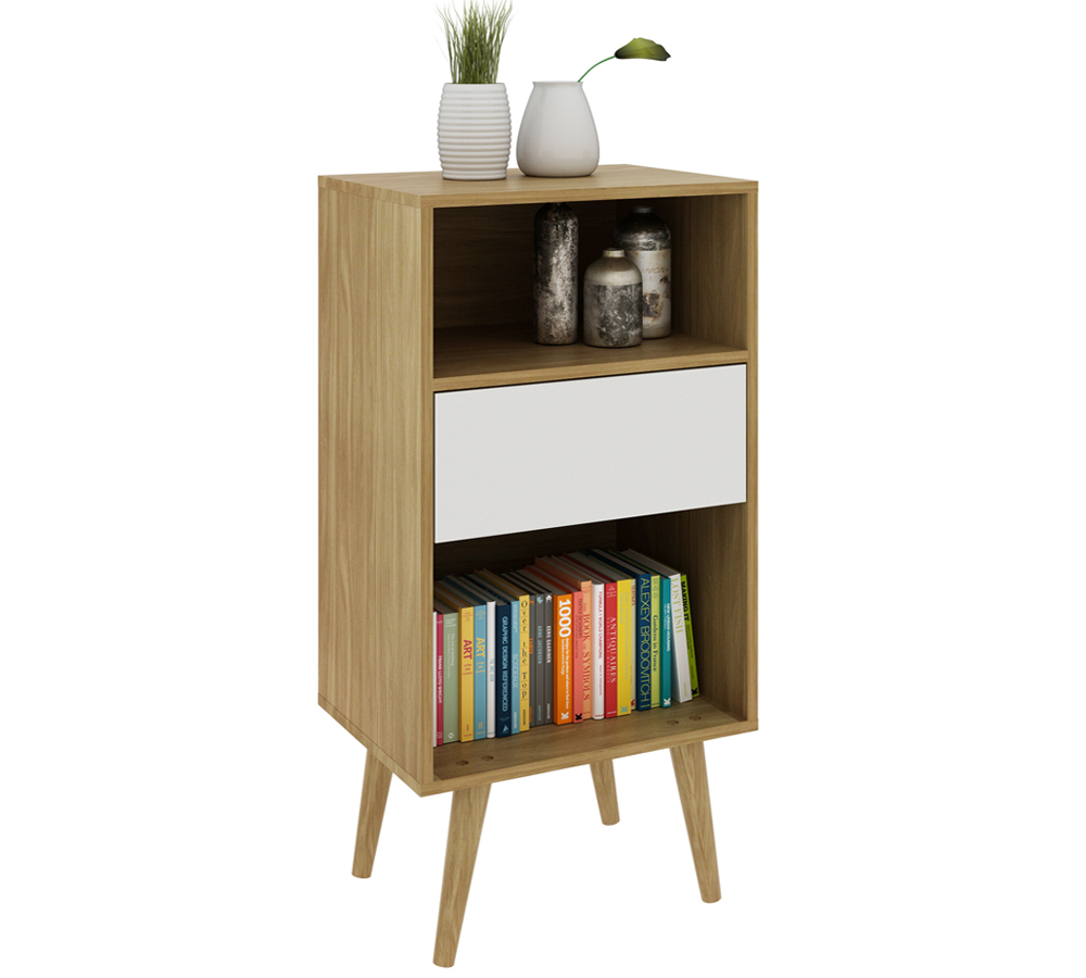 Estante Baixa Para Sala 01 Gaveta E1715 Natural Off White Tecno Mobili