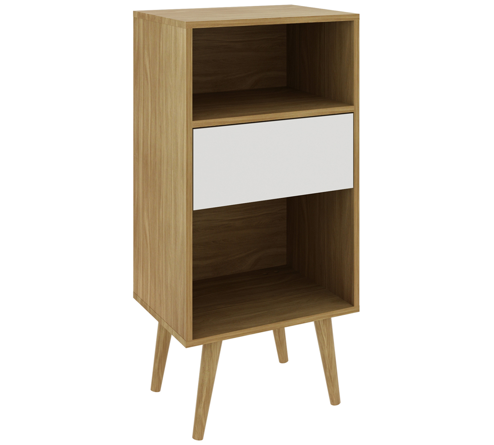 Estante Baixa Para Sala 01 Gaveta E1715 Natural Off White Tecno Mobili