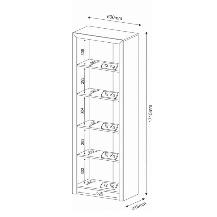 Estante Livros Com 4 Prateleiras E 5 Nichos Multiuso Amêndoa
