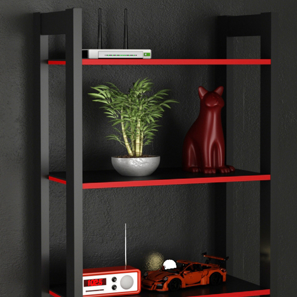 Estante Multiuso 5 Prateleiras ME4166 Preto Vermelho Tecno Mobili