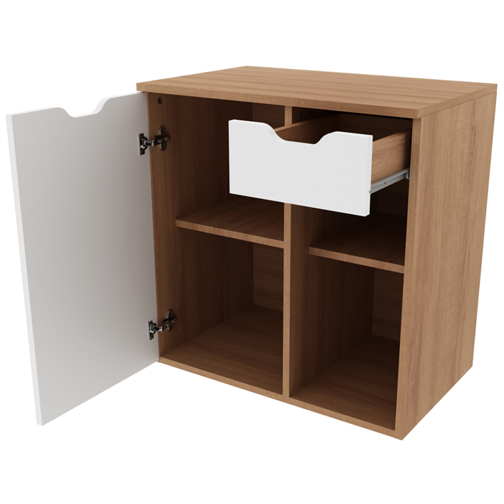 Gabinete Com Cuba Para Banheiro BN3600x05 Amendoa Branco Tecno Mobili