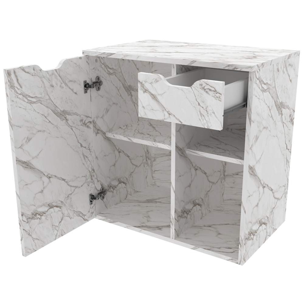 Gabinete Com Cuba Para Banheiro BN3600x05 Marmore Branco Tecno Mobili
