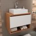 Gabinete Com Cuba Para Banheiro BN3600x06 Amendoa Branco Tecno Mobili