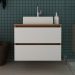 Gabinete Com Cuba Para Banheiro BN3600x07 Amendoa Branco Tecno Mobili