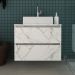 Gabinete Com Cuba Para Banheiro BN3600x07 Marmore Branco Tecno Mobili